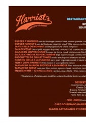 Menu Harriet's - Burgers, café, desserts,...