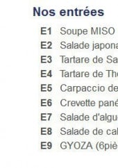 Menu Jin - Les Entrées