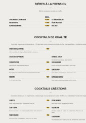 Menu L'Engrenage - Les bières  à la pression, cocktails de qualité et cocktails créations