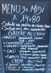 Menu La Crêperie du Palais - Exemple de menu