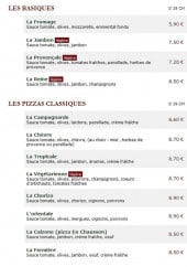 Menu Le Kiosque à Pizzas - Les basiques et pizzas classiques