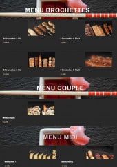 Menu Okinii Sushi Bar - Les menus brochettes, menu couple et menu midi