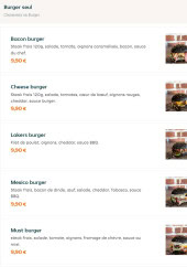 Menu Ôkla food - Les burgers