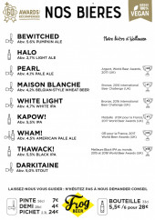 Menu The Frog & Rosbif - Les bières