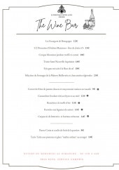 Menu The Wine Bar - Les plats