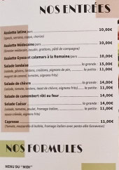 Menu La Pergola - Les entrées et formules