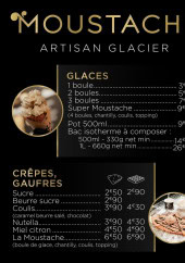 Menu Moustache - Les glaces, crêpes, ....