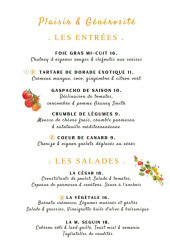 Menu Lartesia Rooftop - Les entrées et salades