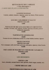 Menu Chez Bérengère - Plats à emporter