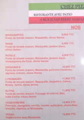 Menu Pizz et Pat - les pizzas