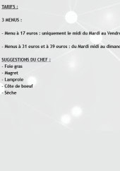 Menu L'Epicurial - Les menus