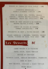 Menu L'Auberge des Officiers - Les desserts