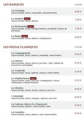 Menu Le Kiosque à Pizzas - Les basiques et pizzas classiques