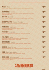 Menu La Cabane Pizza - Les pizzas suite, camemberts et pizzas dessrtes