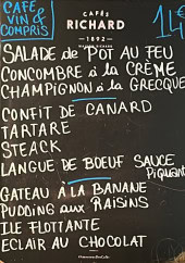 Menu La Bidoche - L'ardoise