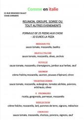 Menu Comme En Italie - Les formules