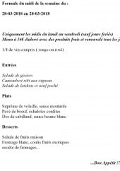 Menu Le Relais Des Gourmets - exemple de formule