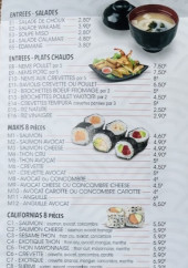 Menu Sawadee Sushi - Les entrées, makis et temakis,...