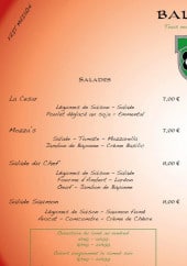 Menu Ballpark Pub - Salades, menus...