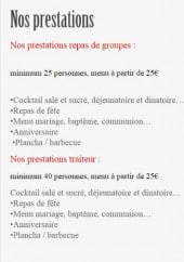 Menu Chez Odette Julien, Karine et David Banquet - Les prestations