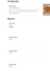 Menu Crousty 7 - Crousty seul et boissons