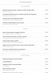 Menu La table de Catusseau - Pour commencer, a suivre et pour terminer