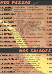 Menu Pizza Amigos - Les pizzas et salades