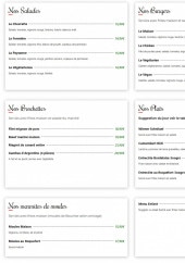 Menu Histoire d‘été - Les salades, burgers, ...