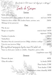 Menu Les Baronnes de Goulée - La carte de saison