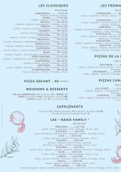 Menu Pizza Nano - Pizzas