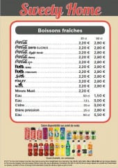 Menu Sweety Home - Boissons fraîches 