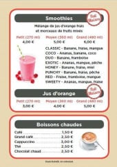 Menu Sweety Home - Smoothies, jus d'orange et boissons chaudes 