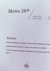 Menu Villa Costes - Menus et entrées