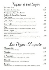 Menu Eden Garden - Les tapas à partager et pizzas d’Augusto