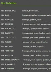 Menu La Cigogne - les galettes