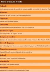 Menu Al Manara - Les hors d’œuvre froids