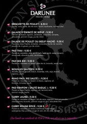Menu Chez Darunee - les plats