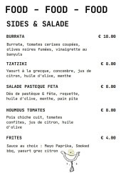 Menu Coyot Bar - Sides et salades