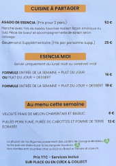 Menu Esencia - A partager et formules