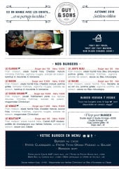 Menu Guy & sons - Burgers