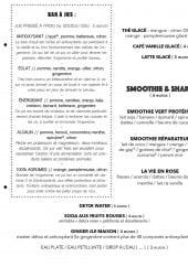 Menu Joy - Jus, thé, smoothies,....