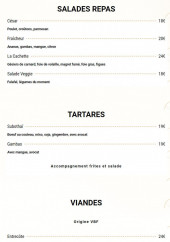 Menu La Cachette - Les salades, viandes et tartares, ...