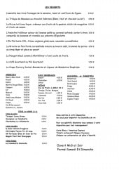 Menu La Factory - Les desserts et boissons 