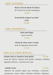 Menu Le Comptoir - Les viandes, poissons et salades repas