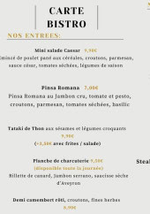Menu Le Comptoir - Les entrées et plats
