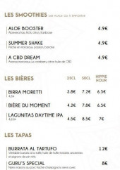 Menu Le Guru - Les tapas, smoothies, ...