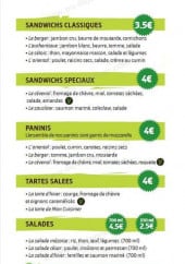 Menu Mon Cuisinier - Les sandwiches classiques, sandwiches spéciaux, paninis...