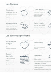 Menu Shoyu - Les gyozas et accompagnements
