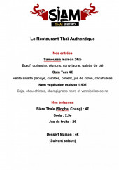 Menu Siam Thai Bistro - Les entrées et boissons
