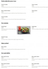 Menu Star Food - Les sélections, salades, ...